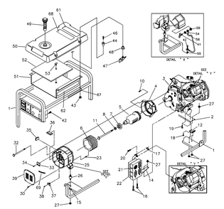 Main Unit Diagram and Parts List for 9802-1-MC  Briggs and Stratton Generator